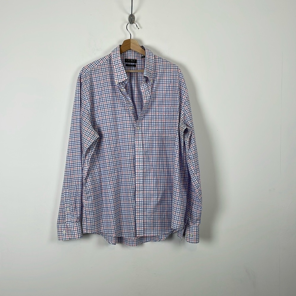 Lauren Ralph Lauren Checkered Classic Long Sleeve Button Down Mens 18 2XL Shirt
